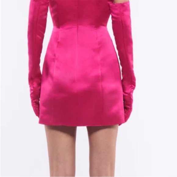 Miscreants Cupid hot pink satin party dress WITH gloves - Picture 3 of 7